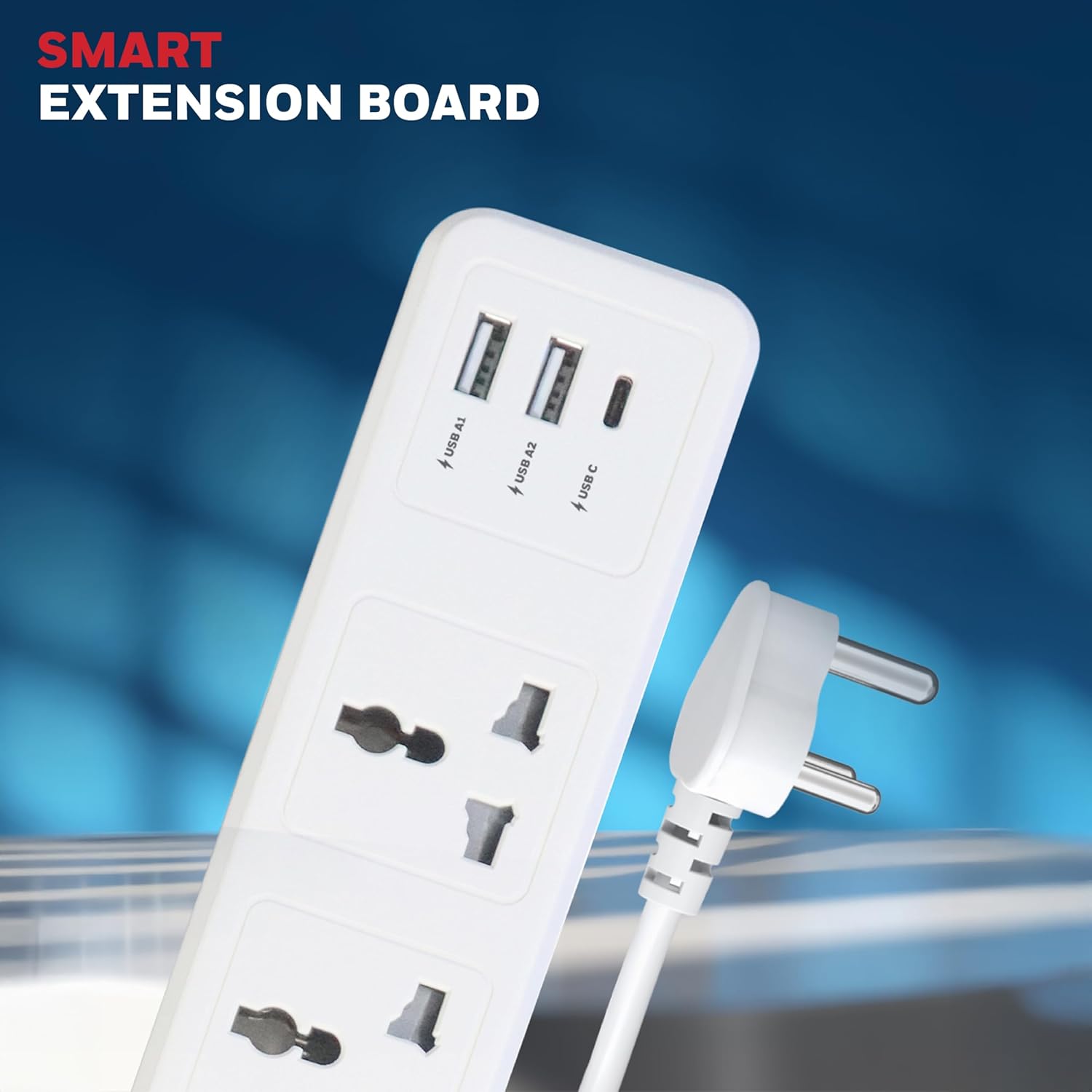 Honeywell HC000005/EXT/2M/WHT/4/2U/1C 4 Outlet Extension Board With 1 Type C & 2 USB - Image 3