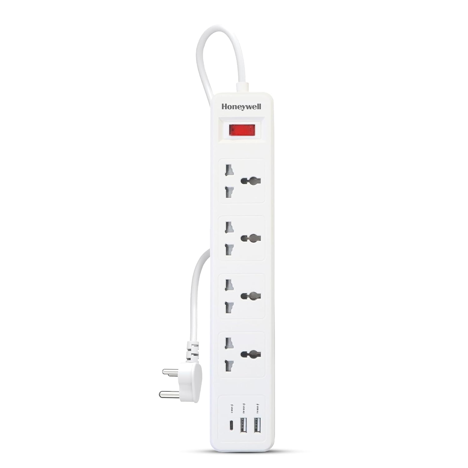 Honeywell HC000005/EXT/2M/WHT/4/2U/1C 4 Outlet Extension Board With 1 Type C & 2 USB