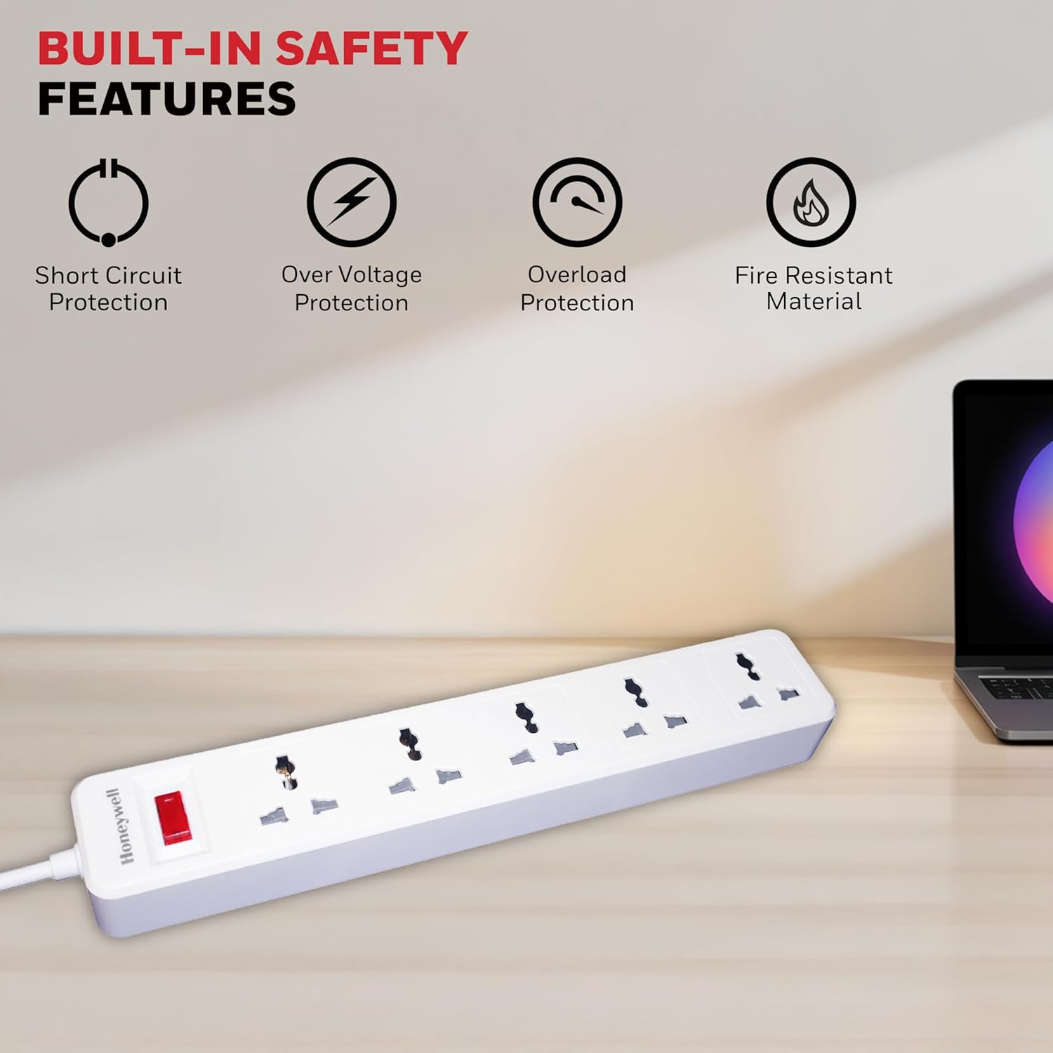 Honeywell HC000006/EXT/2M/WHT/5 5 Outlet White Extension Board - Image 5