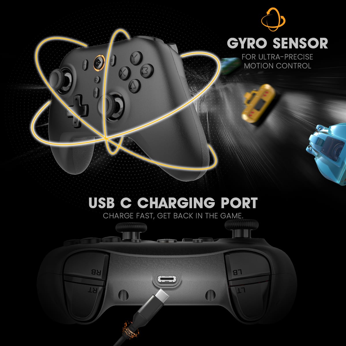Cosmic Byte Blitz Black Tri-Mode Controller for PC, TMR Joystick, HE Triggers, 1000Hz Polling, Software & Charging Dock Support Gamepad Controller ( TCBP03484 ) - Image 7