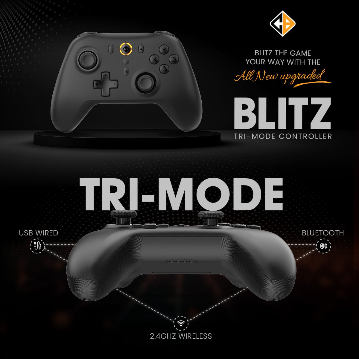Cosmic Byte Blitz Black Tri-Mode Controller for PC, TMR Joystick, HE Triggers, 1000Hz Polling, Software & Charging Dock Support Gamepad Controller ( TCBP03484 ) - Image 2