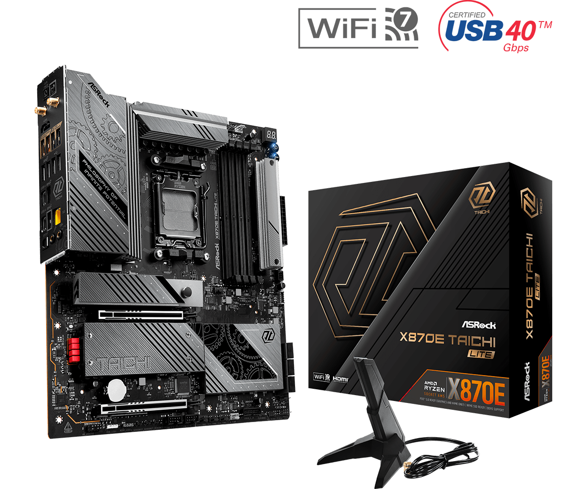 ASRock X870E Taichi Lite E-ATX WIFI Motherboard ( AMD Socket AM5 , Supports Ryzen 9000, 8000 & 7000 Series Cpu , 4 x DDR5 RAM Slots, Max 256GB RAM Support ) - Image 2