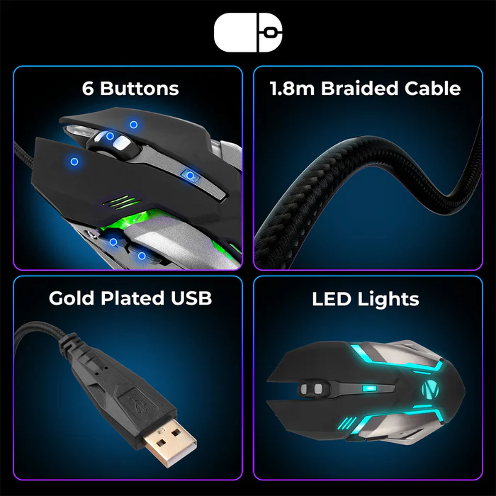 Zebronics Optimus Wired Combo Gold Plated USB Multi Color LED Braided Cable Black Premium Gaming Keyboard and Mouse Combo ( Zeb-KMC 2 ) - Image 5