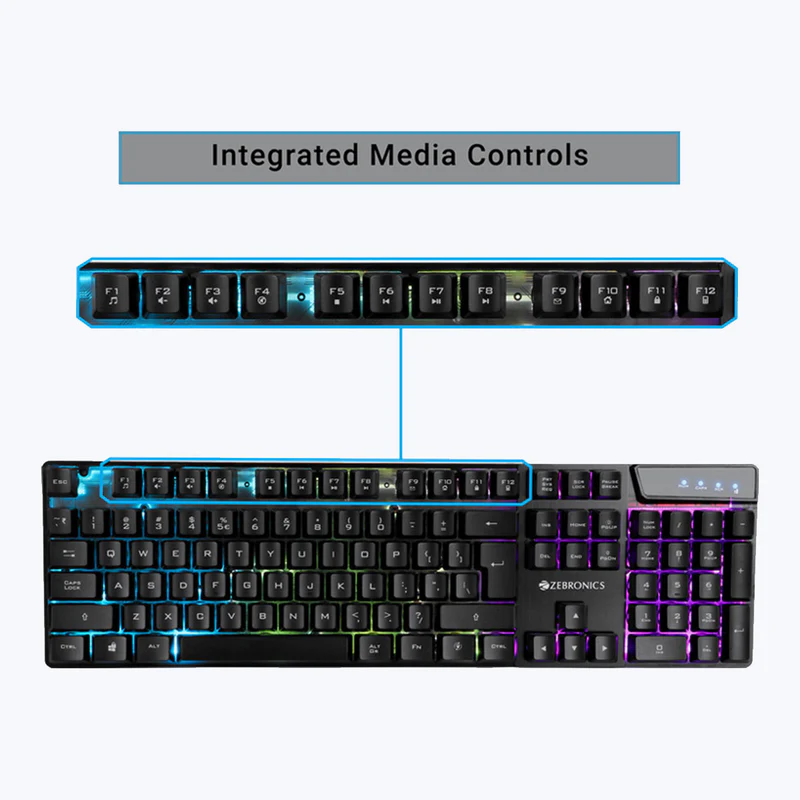 Zebronics Zeb War Wired Gold plated USB Braided Cable Multi color LED Premium Gaming Keyboard and Mouse Combo - Image 4