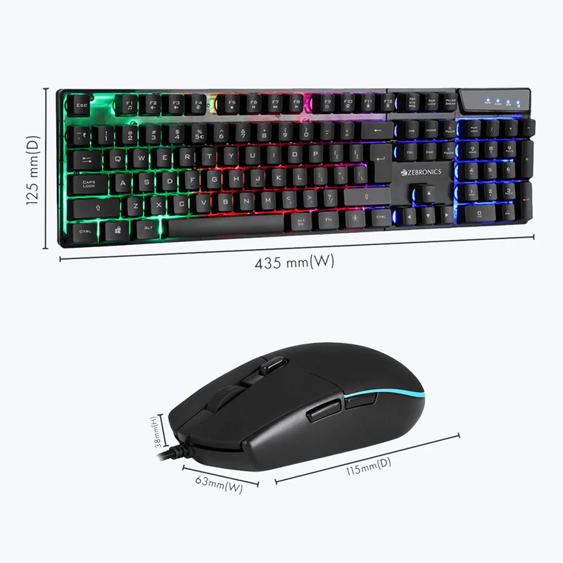 Zebronics Zeb War Wired Gold plated USB Braided Cable Multi color LED Premium Gaming Keyboard and Mouse Combo - Image 5