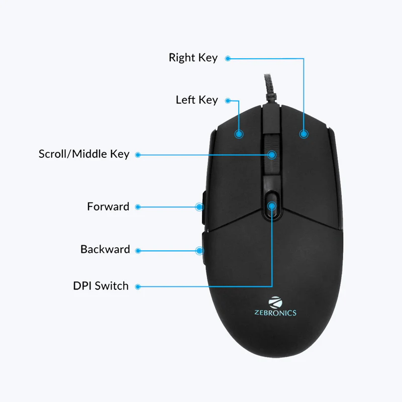Zebronics Zeb War Wired Gold plated USB Braided Cable Multi color LED Premium Gaming Keyboard and Mouse Combo - Image 8