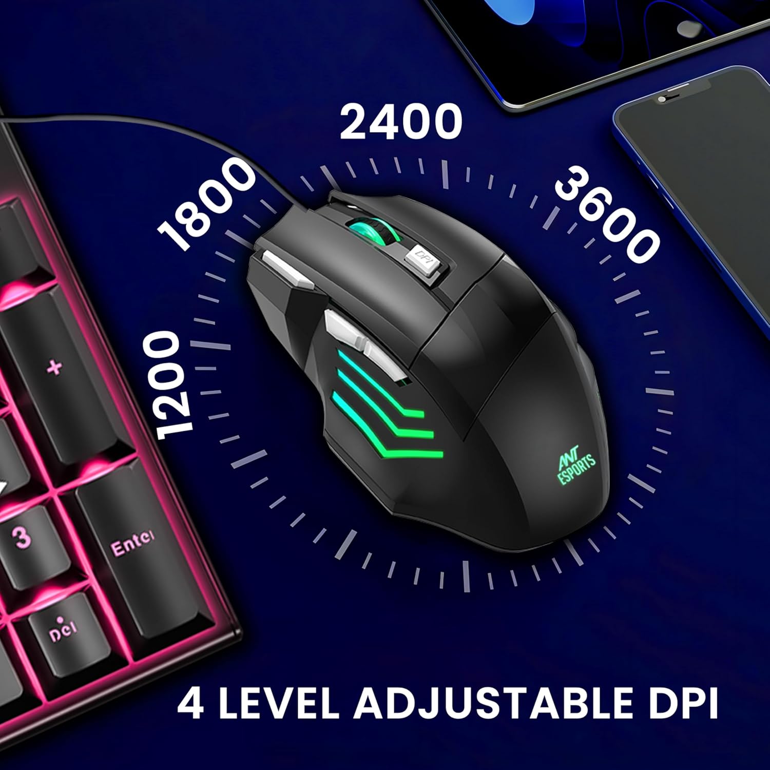 Ant Esports Thunder 30 Wired Mechanical Full-Size RGB Gaming Keyboard Mouse Combo ( AEPP0258 ) - Image 4