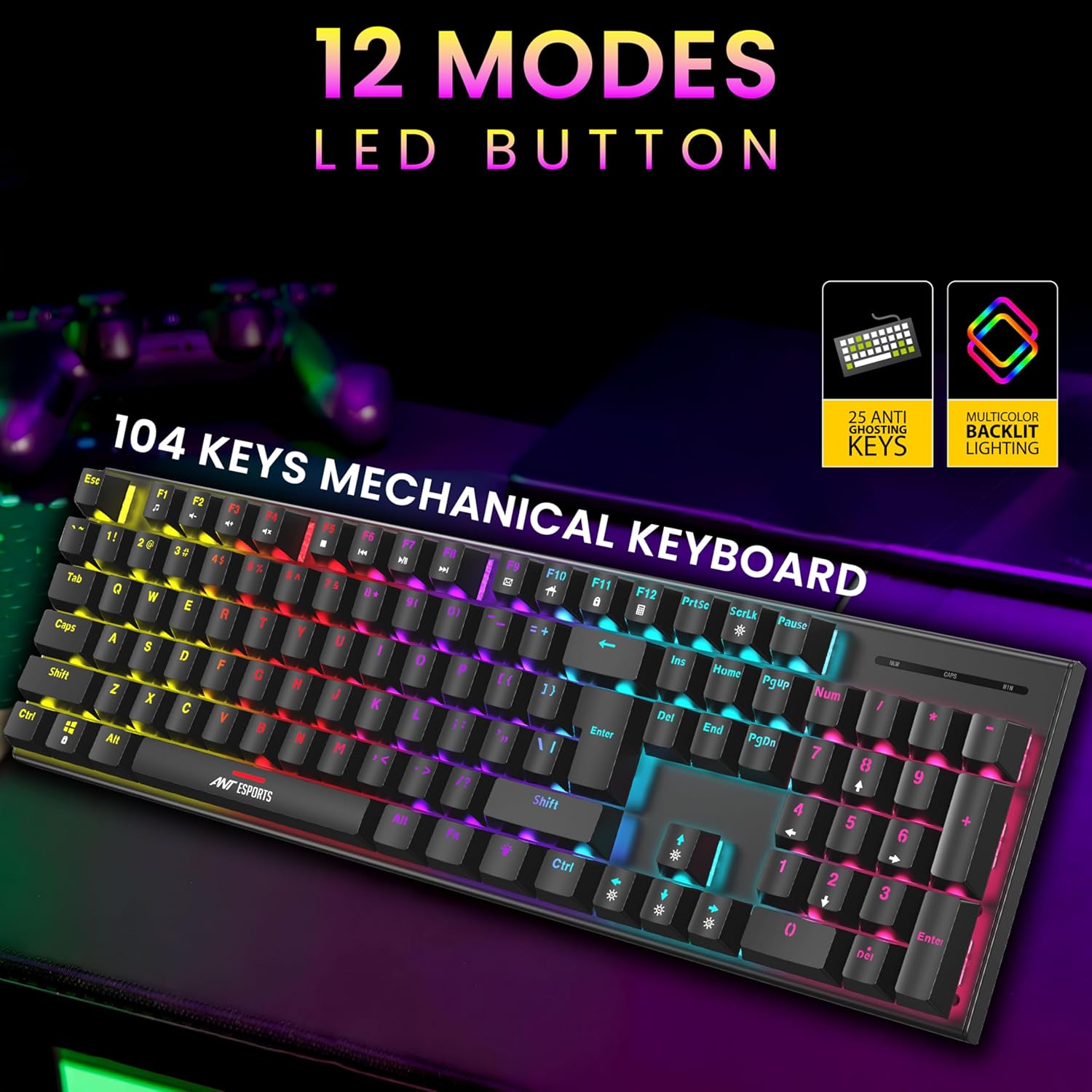Ant Esports Thunder 30 Wired Mechanical Full-Size RGB Gaming Keyboard Mouse Combo ( AEPP0258 ) - Image 5