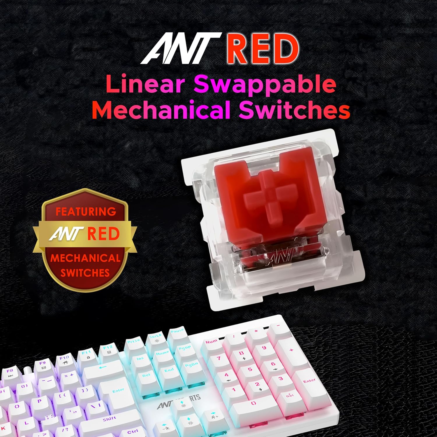 Ant Esports MK3400 Pro V3 White Wired Mechanical RGB Gaming Keyboard With 104 Keys-Red Switch ( AEPP0296 ) - Image 4