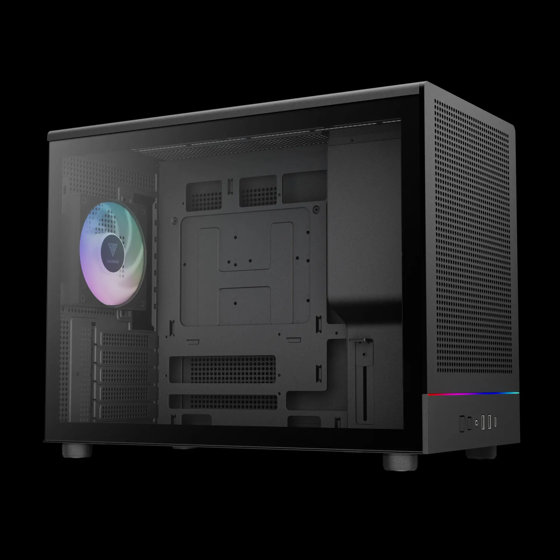 Gamdias ATHENA M4M Black ARGB Micro-ATX Micro Tower Tempered Glass Side Panel Pc Cabinet With Pre-installed ARGB Fan - Image 2