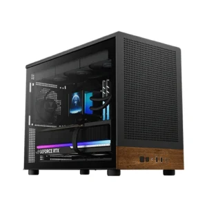 Gamdias ATHENA M4M WOOD Black Micro-ATX Micro Tower Tempered Glass Side Panel Pc Cabinet With Pre-installed Fans