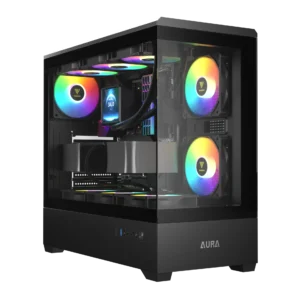 Gamdias AURA GC106 Black ARGB ATX Mid Tower Tempered Glass Side Panel Pc Cabinet With Pre-installed ARGB Fans 