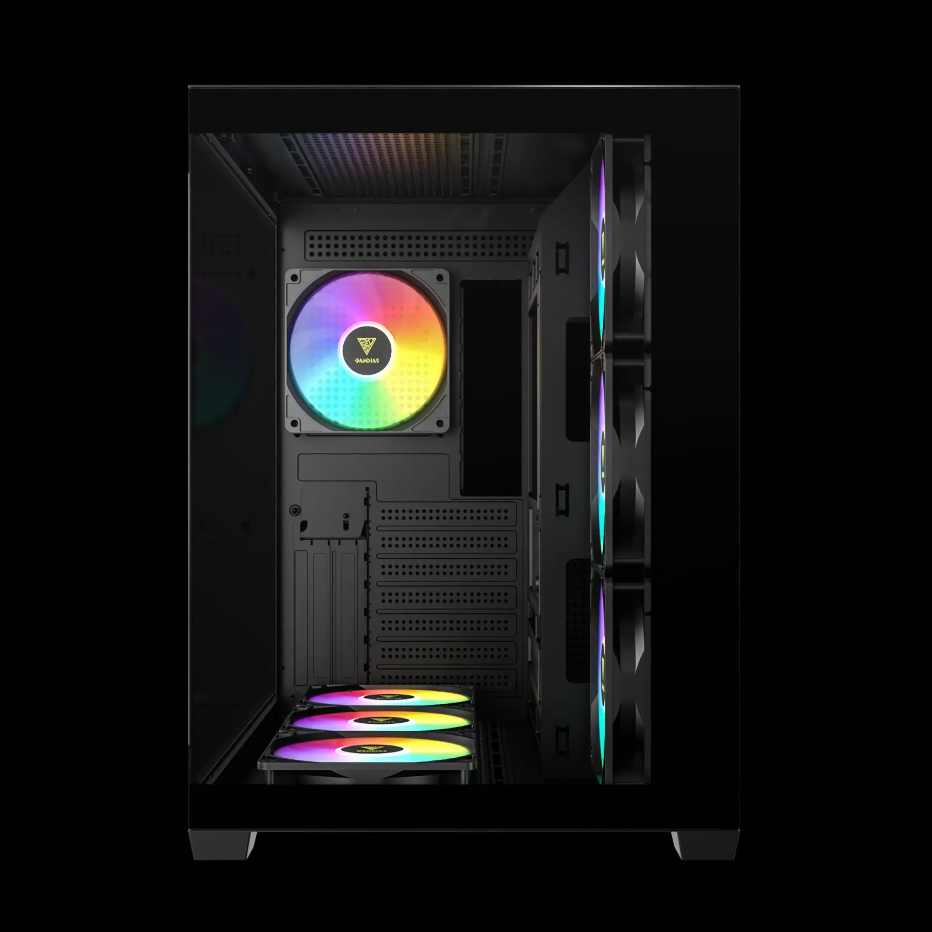 Gamdias AURA GC107 ELITE Black ARGB ATX Mid Tower Tempered Glass Side Panel Pc Cabinet With Pre-installed ARGB Fans - Image 4
