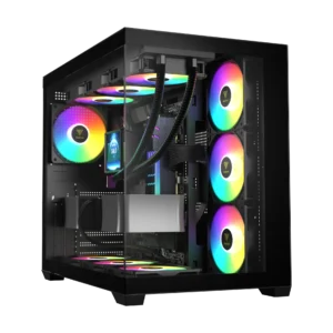 Gamdias AURA GC107 ELITE Black ARGB ATX Mid Tower Tempered Glass Side Panel Pc Cabinet With Pre-installed ARGB Fans 