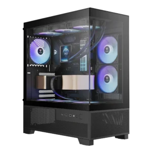 Gamdias AURA GC12 ARGB Black ATX Mid Tower Tempered Glass Side Panel Pc Cabinet With Pre-installed ARGB Fans