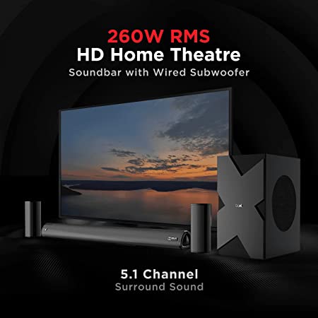boAt Aavante 3150D Premium Black Powerful 260W 5.1 Channel Home Theatre Soundbar - Image 5
