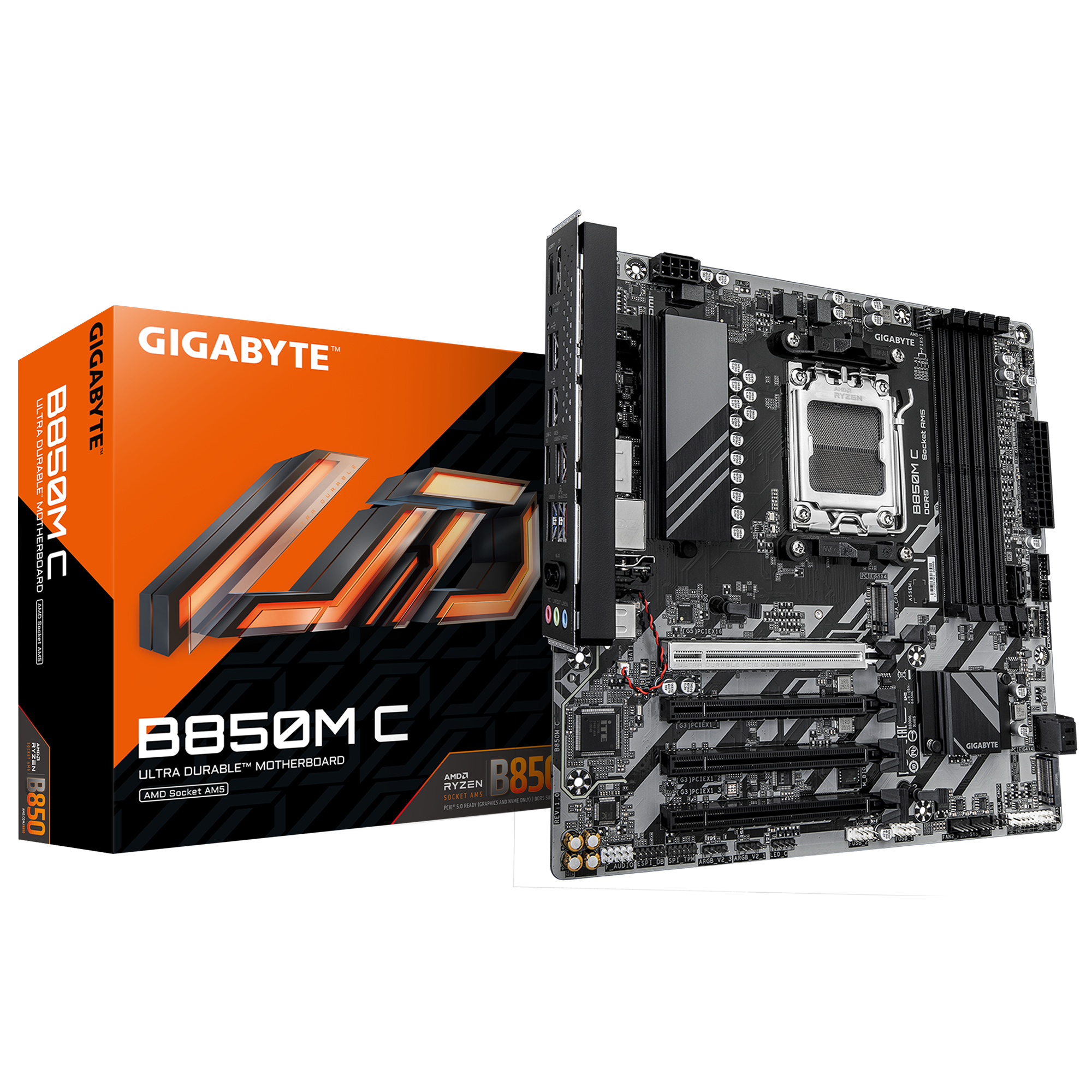Gigabyte B850M C Micro ATX Motherboard ( AMD Socket AM5 , Support AMD Ryzen 9000 , 8000 , 7000 Series Processors , 4 x DDR5 RAM Slots, Max 256GB RAM Support )