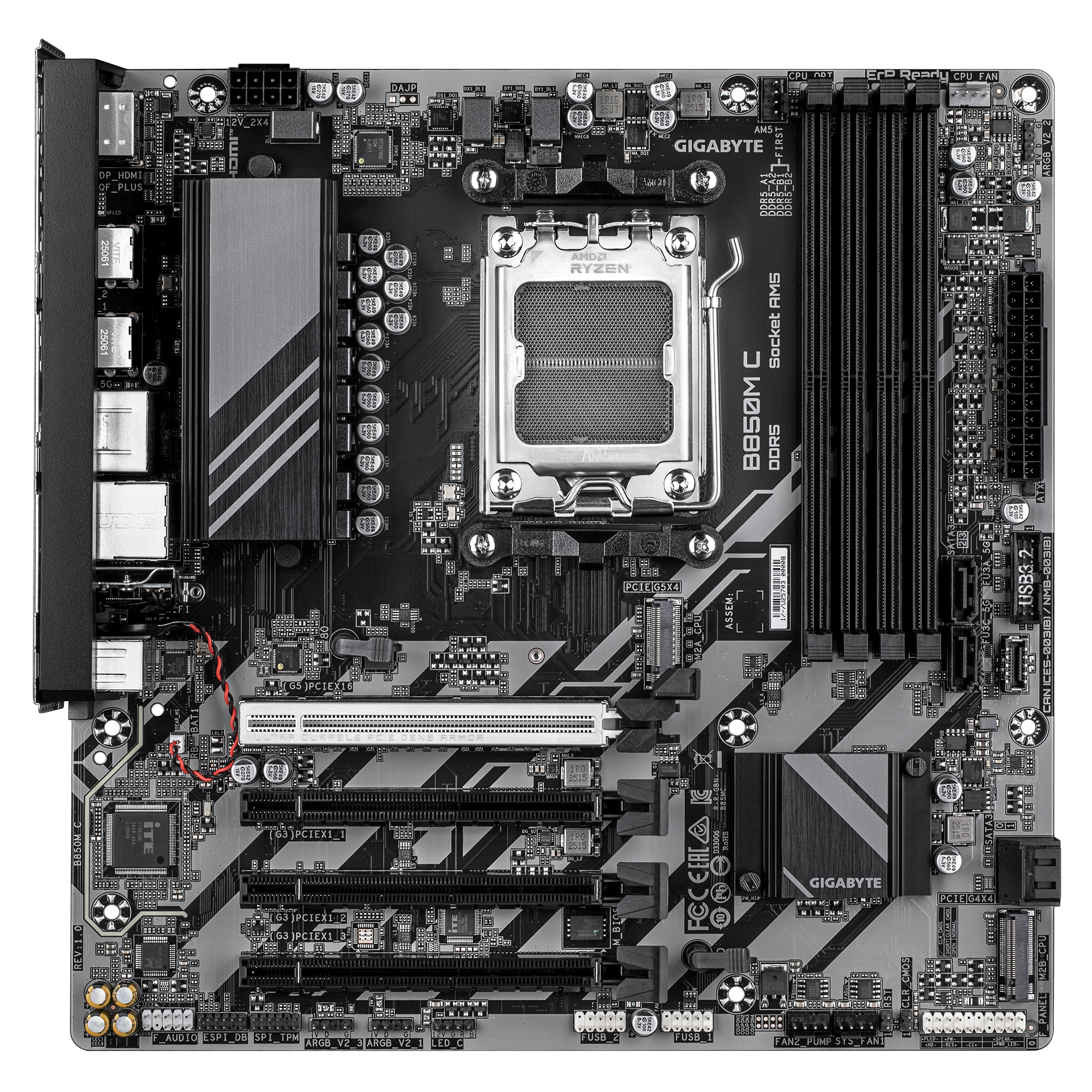Gigabyte B850M C Micro ATX Motherboard ( AMD Socket AM5 , Support AMD Ryzen 9000 , 8000 , 7000 Series Processors , 4 x DDR5 RAM Slots, Max 256GB RAM Support ) - Image 2