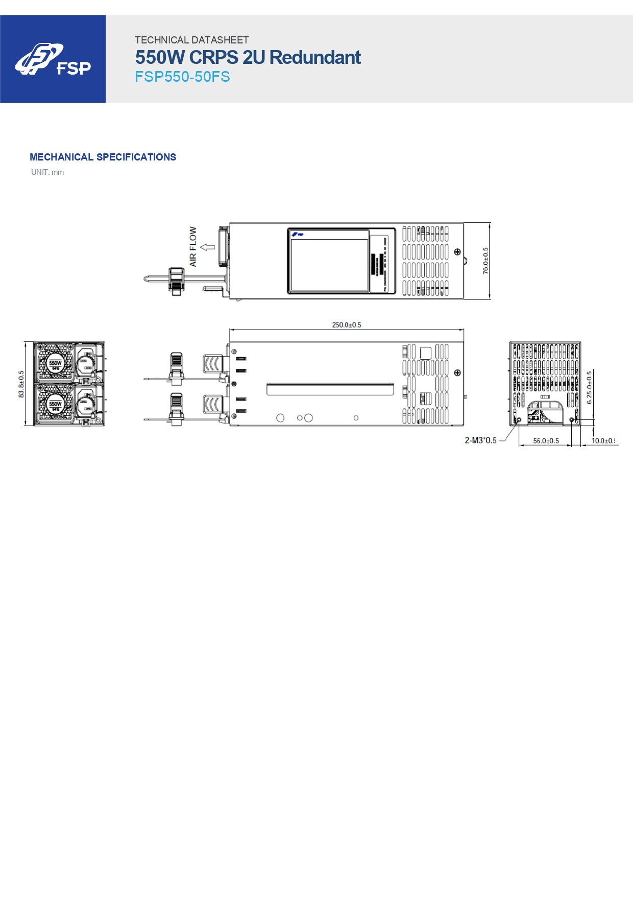 FSP FSP550-50FS 550 Watts 80 Plus Platinum Certified CB 62368-1 & CB 60950-1 1+1 Crps Module+ Housing Power Supply Unit - Image 3