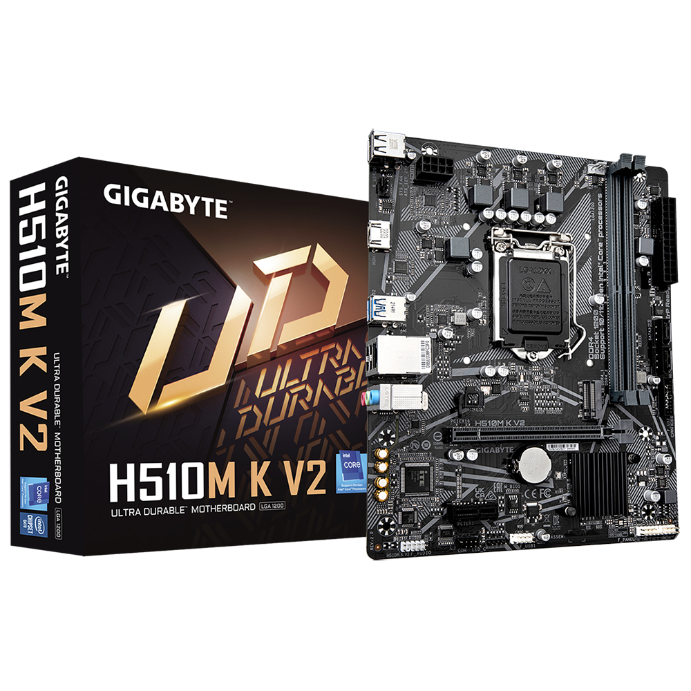 Gigabyte H510M K V2 Micro ATX Motherboard ( Intel Socket LGA1200 , Support 11th Gen, 10th Gen Intel Core i9, i7, i5,i3 , Intel Pentium, Intel Celeron Processors, 2 x DDR4 RAM Slots, Max 64GB RAM Support )