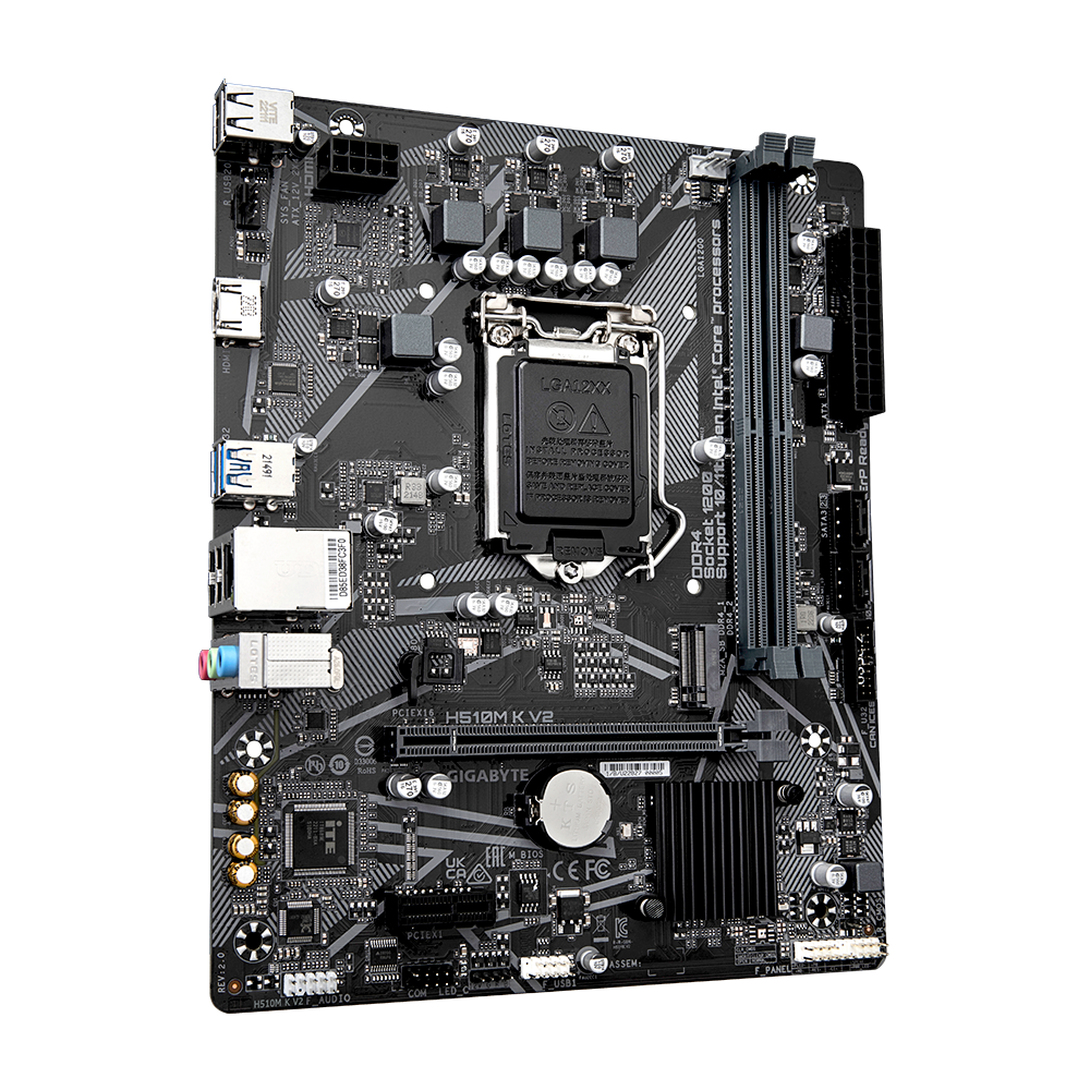 Gigabyte H510M K V2 Micro ATX Motherboard ( Intel Socket LGA1200 , Support 11th Gen, 10th Gen Intel Core i9, i7, i5,i3 , Intel Pentium, Intel Celeron Processors, 2 x DDR4 RAM Slots, Max 64GB RAM Support ) - Image 3