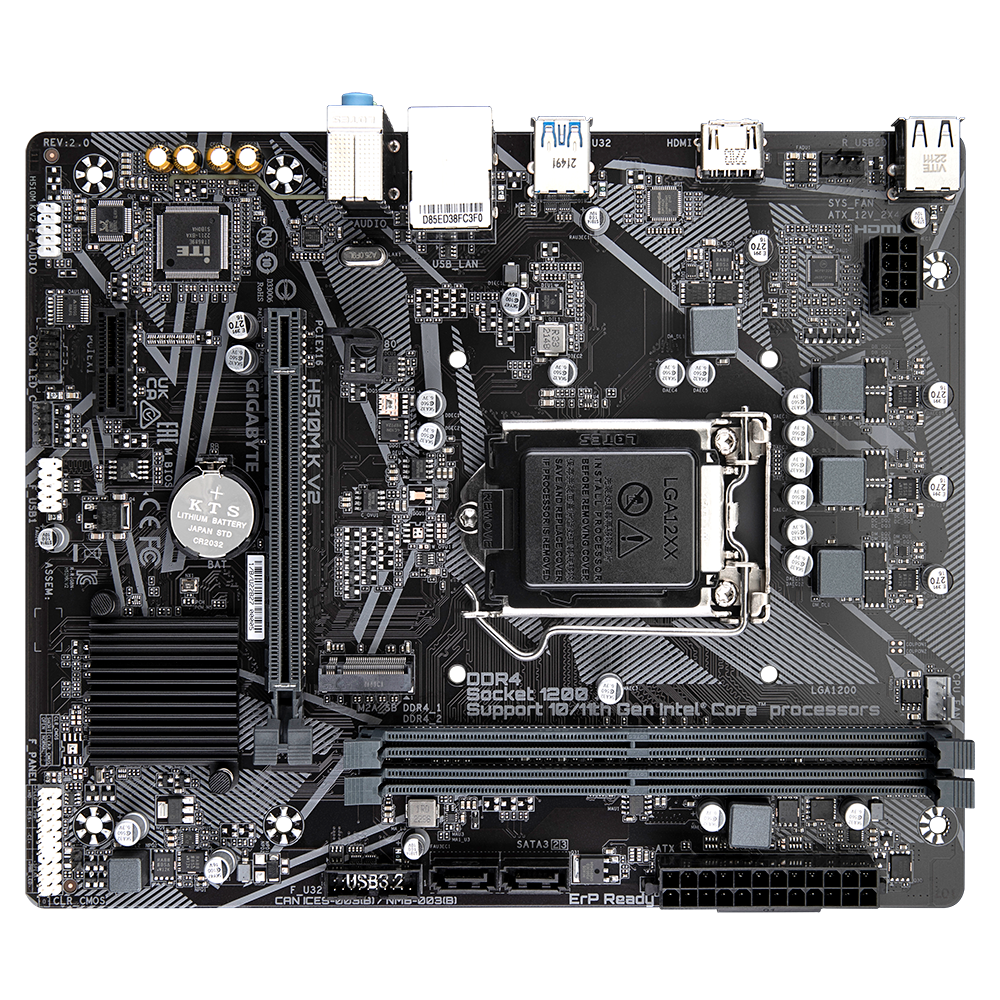 Gigabyte H510M K V2 Micro ATX Motherboard ( Intel Socket LGA1200 , Support 11th Gen, 10th Gen Intel Core i9, i7, i5,i3 , Intel Pentium, Intel Celeron Processors, 2 x DDR4 RAM Slots, Max 64GB RAM Support ) - Image 4