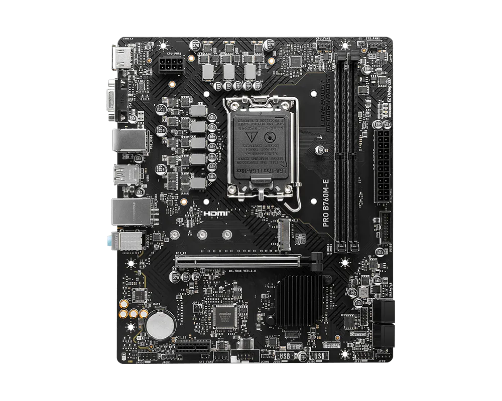 MSI PRO B760M-E mATX Motherboards ( Intel LGA 1700 Socket, Supports Intel Core 14th, 13th, 12th Gen Processors, Intel Pentium Gold and Celeron Processors, 2x DDR5 RAM Slots, Max 128GB RAM Support ) - Image 2