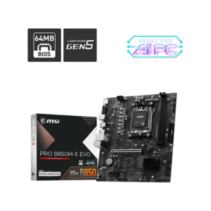 MSI PRO B850M-E EVO mATX Motherboards ( AMD Socket AM5, Supports AMD Ryzen 9000, 8000, 7000 Series Desktop Processors, 2x DDR5 RAM Slots, Max 128GB RAM Support )