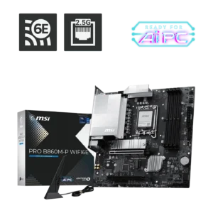 MSI PRO B860M-P WIFI6E mATX Motherboards ( Intel Socket LGA 1851, Supports Intel Core Ultra Processors (Series 2) Cpu, 4x DDR5 RAM Slots, Max 256GB RAM Support )