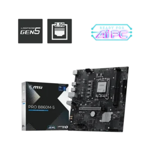 MSI PRO B860M-S mATX Motherboards ( Intel LGA 1851 Socket, Supports Intel Core Ultra Processors (Series 2) Cpu, 2x DDR5 RAM Slots, Max 128GB RAM Support )