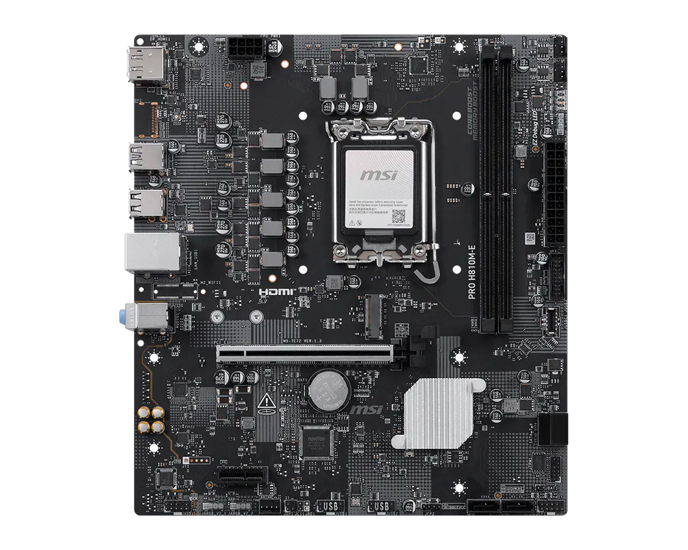 MSI PRO H810M-E mATX Motherboards ( Intel LGA 1851 Socket, Supports Intel Core Ultra Processors (Series 2) Cpu, 2x DDR5 RAM Slots, Max 128GB RAM Support ) - Image 2