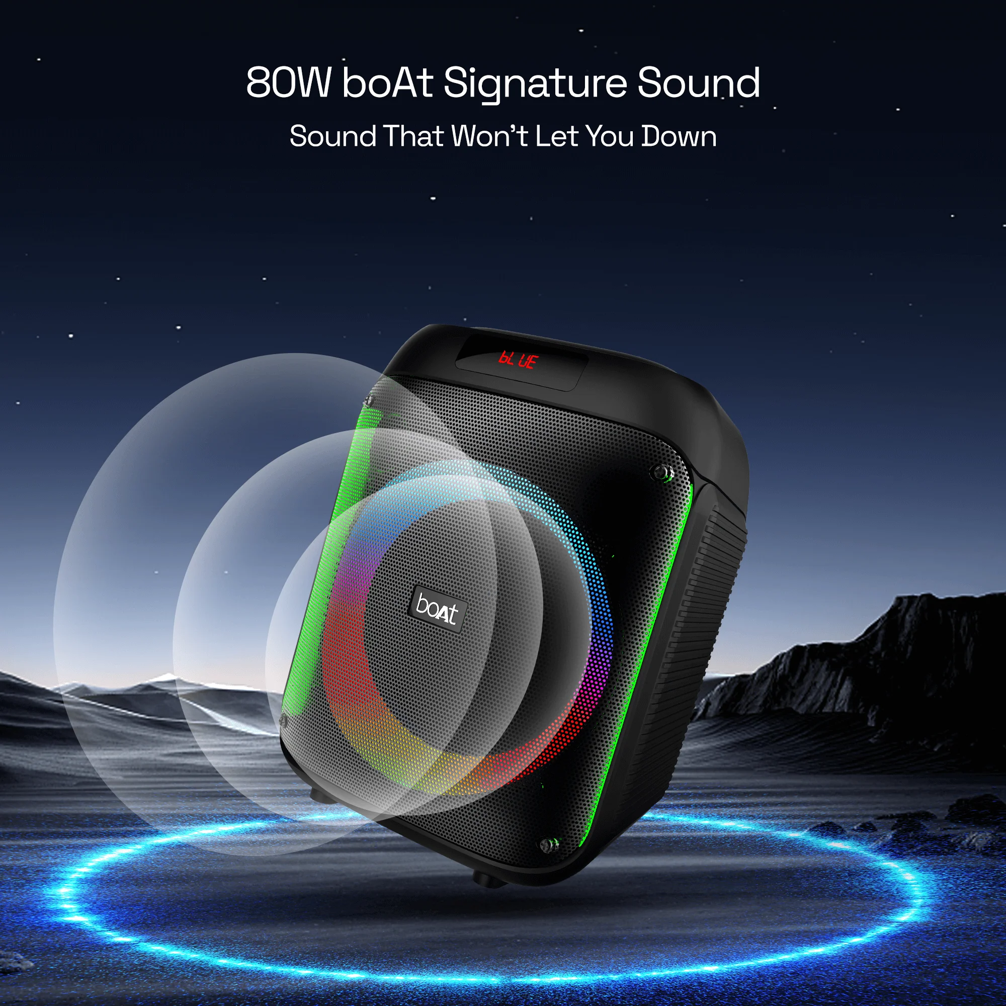 boAt Party Pal 220 Midnight Black Bluetooth 80W boAt Signature Sound Speaker - Image 3