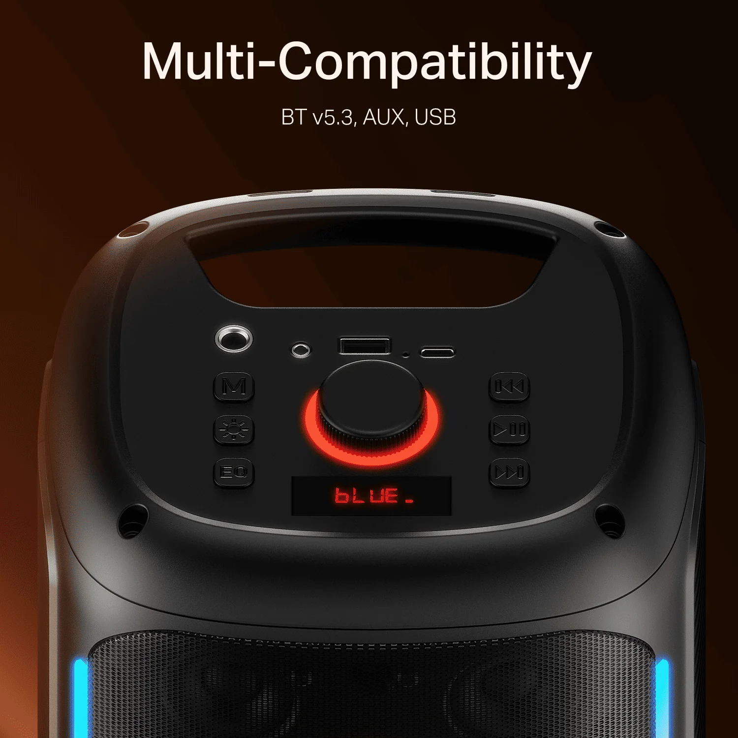 boAt PartyPal 30/ PartyPal Bang Premium Black 25W Sound, RGB LEDs Bluetooth Speaker - Image 6