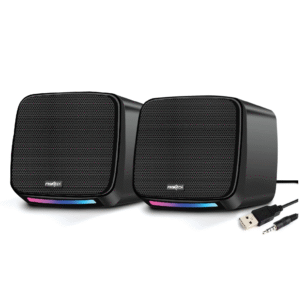 Frontech SPK-0007 6W USB-Powered 3.5mm AUX RGB Lights 2.0 Multimedia Black Laptop, Desktop Speakers
