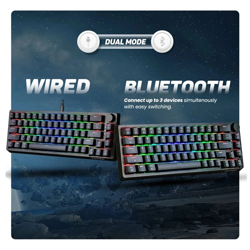 Cosmic Byte CB-GK-33 Astra Hot-Swappable Mechanical Wired & Bluetooth Keyboard With Per Key RGB And Hot Swappable Blue Switches ( TCBP03405 ) - Image 2