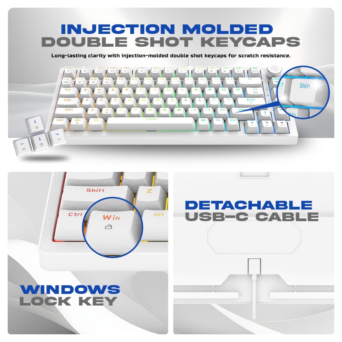 Cosmic Byte CB-GK-42 Phantom TKL Gasket Mechanical Wired Swappable RGB White Keyboard With PreLubed Red Switches ( TCBP03495 ) - Image 4