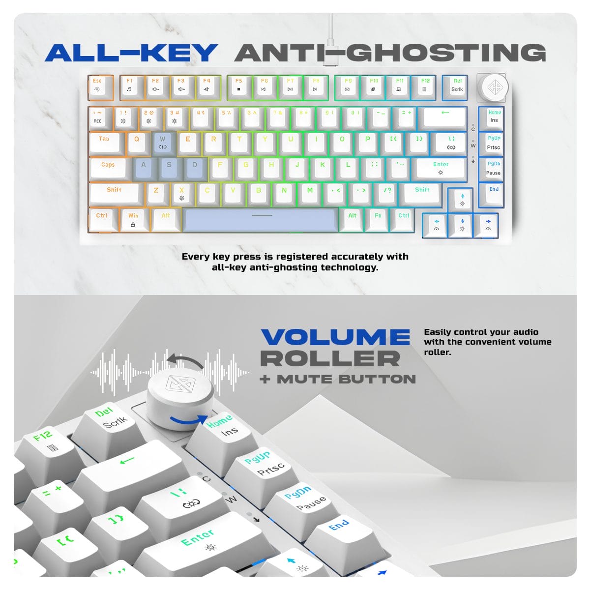 Cosmic Byte CB-GK-42 Phantom TKL Gasket Mechanical Wired Swappable RGB White Keyboard With PreLubed Red Switches ( TCBP03495 ) - Image 7