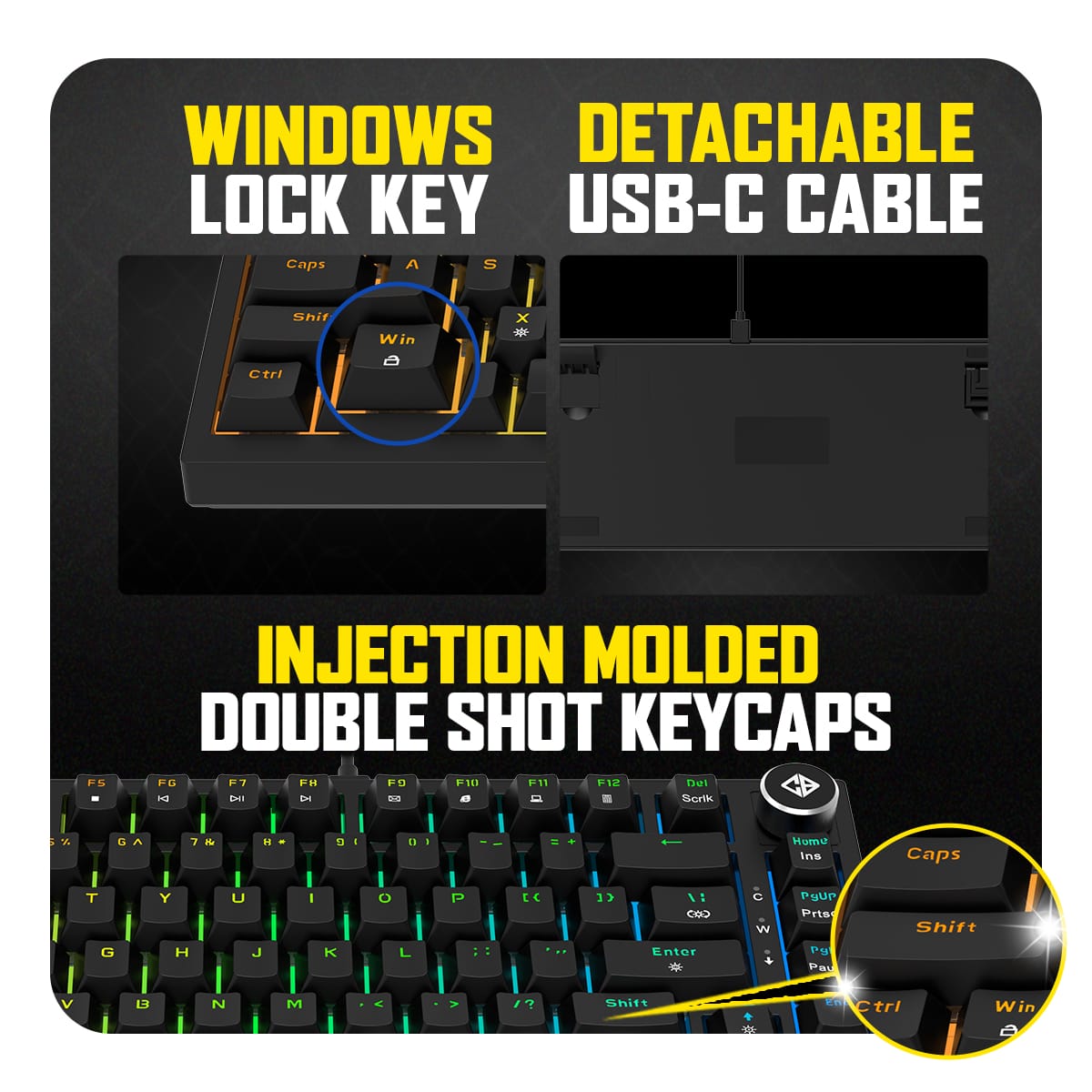 Cosmic Byte CB-GK-43 Phantom TKL Gasket Mechanical Wired Swappable RGB Black Keyboard With PreLubed Red Switches ( TCBP03498 ) - Image 8