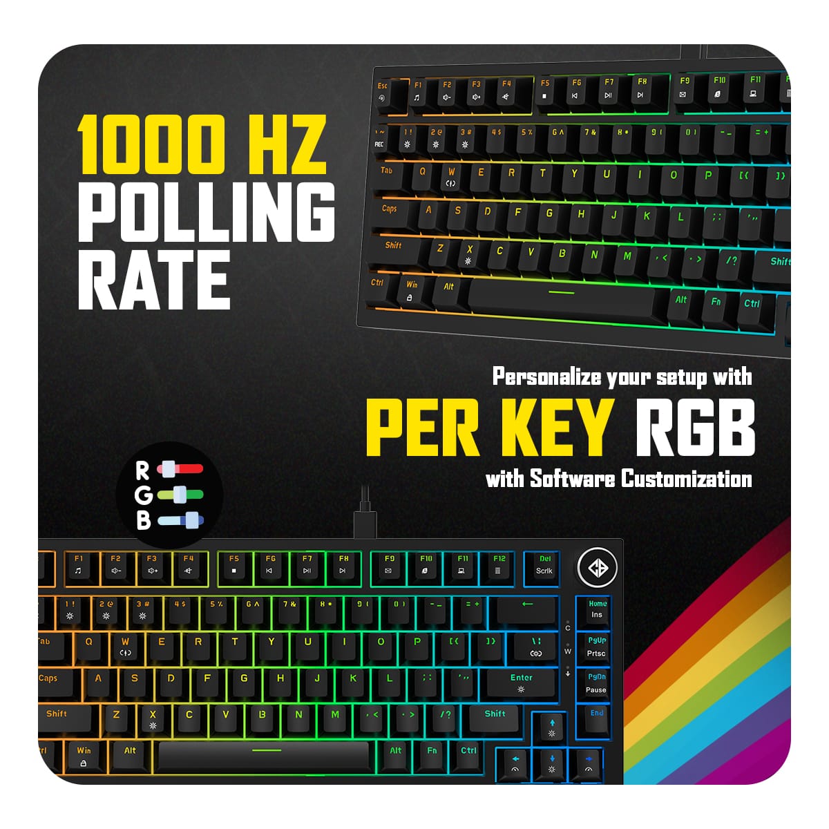 Cosmic Byte CB-GK-43 Phantom TKL Gasket Mechanical Wired Swappable RGB Black Keyboard With PreLubed Red Switches ( TCBP03498 ) - Image 6