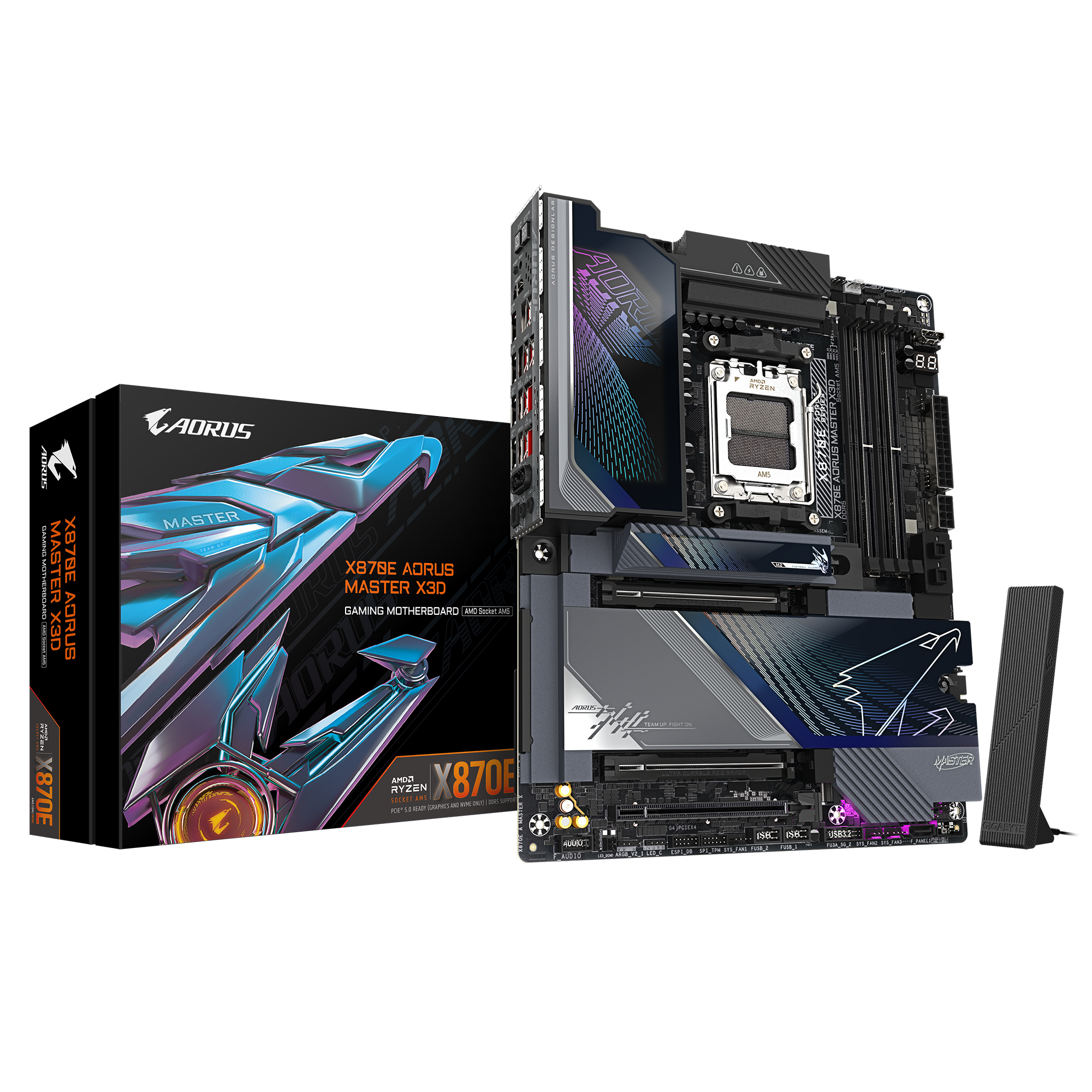 Gigabyte X870E AORUS MASTER X3D ATX Motherboard ( AMD Socket AM5 , Support AMD Ryzen 9000 , 8000 , 7000 Series Processors , 4 x DDR5 RAM Slots, Max 256GB RAM Support )