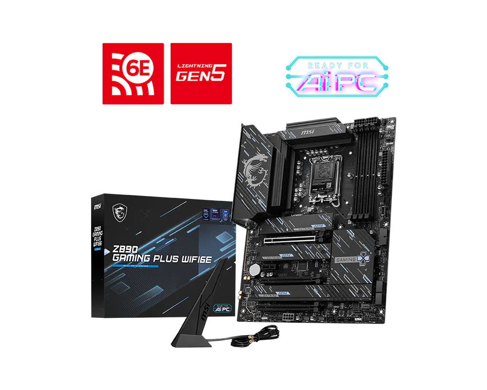MSI Z890 GAMING PLUS WIFI6E ATX Motherboards ( Intel Socket LGA 1851, Supports Intel Core Ultra Processors (Series 2) Cpu, 4x DDR5 RAM Slots, Max 256GB RAM Support )