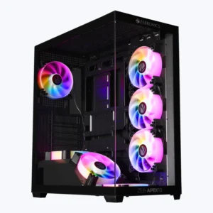 Zebronics Zeb Apex 10 Black E-ATX Mid Tower 270° Wraparound Tempered Glass Panel Gaming Cabinet With Pre-Installed Multicolor Innerglow Fans 