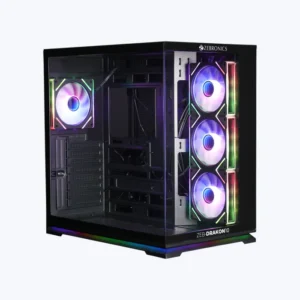 Zebronics Zeb Drakon 10 Black ATX Mid Tower 270° Wraparound Tempered Glass Bottom Wraparound ARGB LED Strip Gaming Cabinet With Pre-Installed ARGB Fans