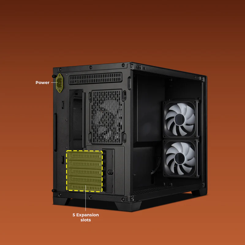 Zebronics Zeb Mercury 20 Black mATX Cube Premium Tempered Glass Panel Gaming Cabinet With Pre-Installed ARGB Fans - Image 3