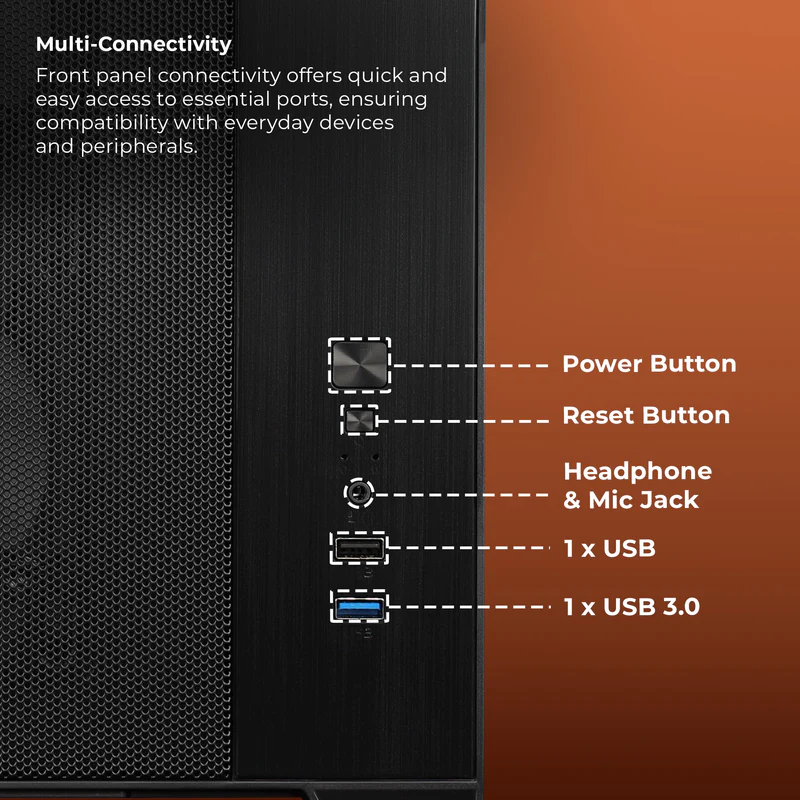 Zebronics Zeb Mercury 20 Black mATX Cube Premium Tempered Glass Panel Gaming Cabinet With Pre-Installed ARGB Fans - Image 6
