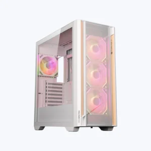 Zebronics Zeb Spectra White E-ATX Mid Tower Tempered Glass Panel Gaming Cabinet With Pre-Installed ARGB Fans