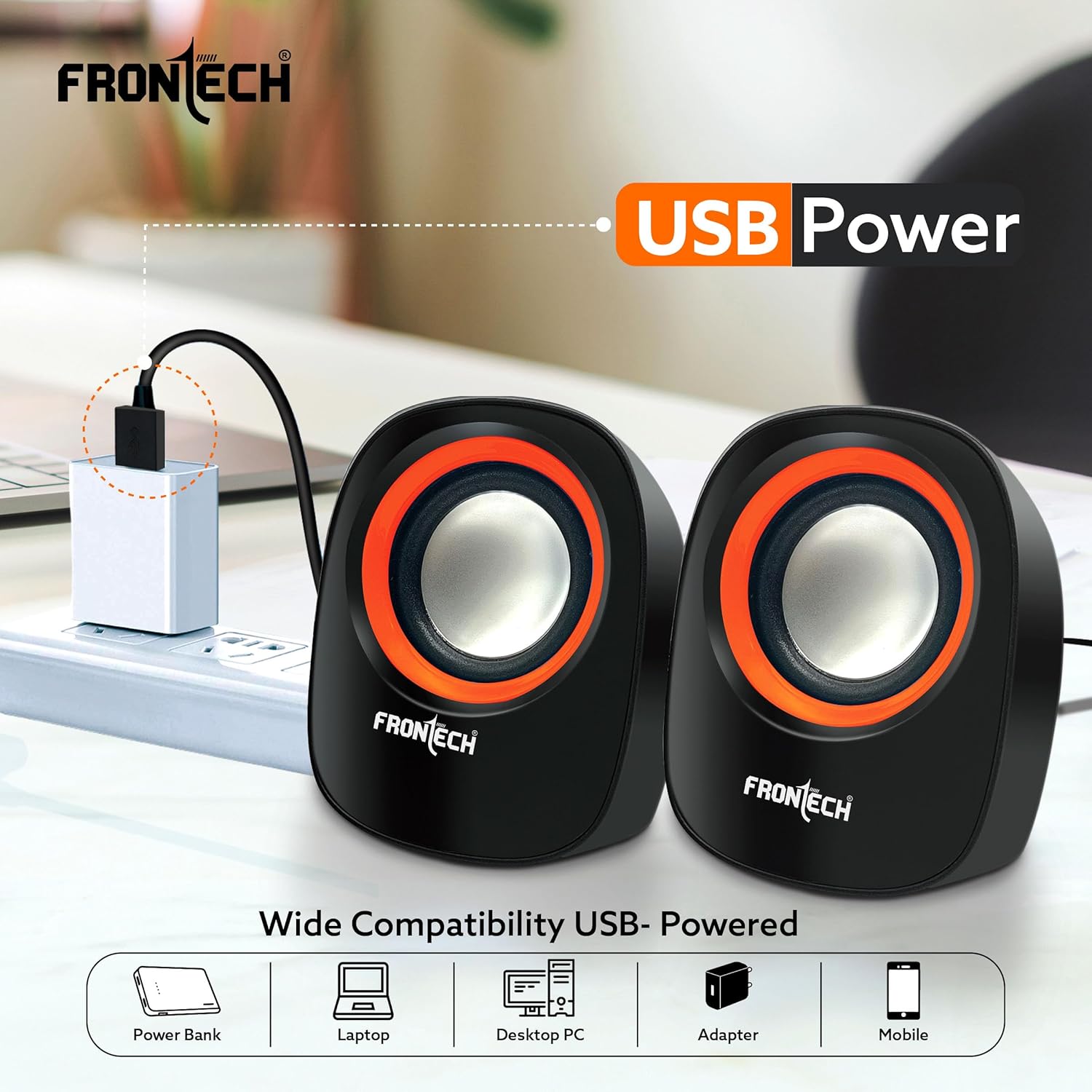 FRONTECH Premium 2.0 Channel 3W USB Powered 3.5 mm Stereo In Laptop, Desktop Speaker ( spk-0003 ) - Image 6