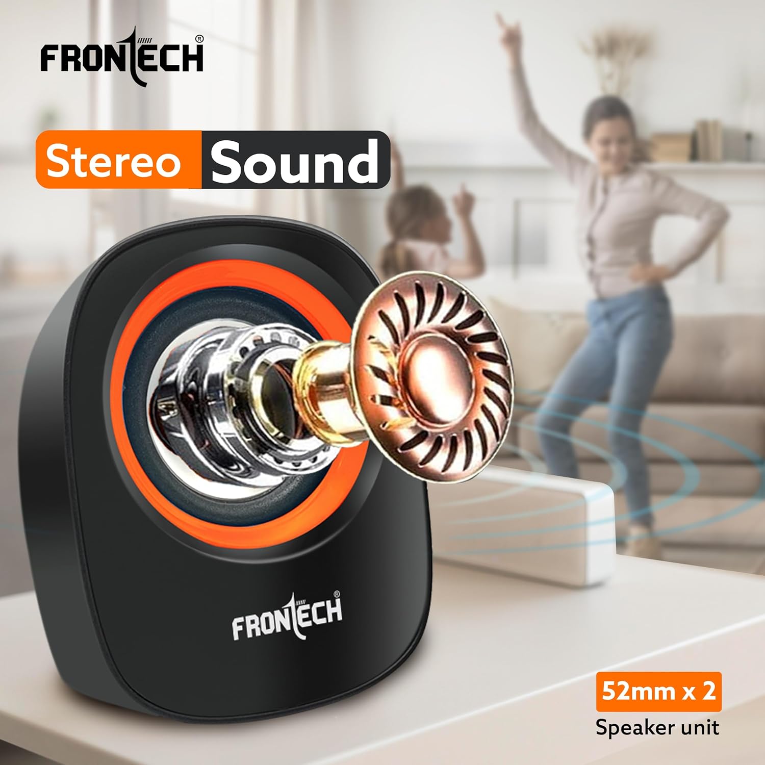 FRONTECH Premium 2.0 Channel 3W USB Powered 3.5 mm Stereo In Laptop, Desktop Speaker ( spk-0003 ) - Image 4