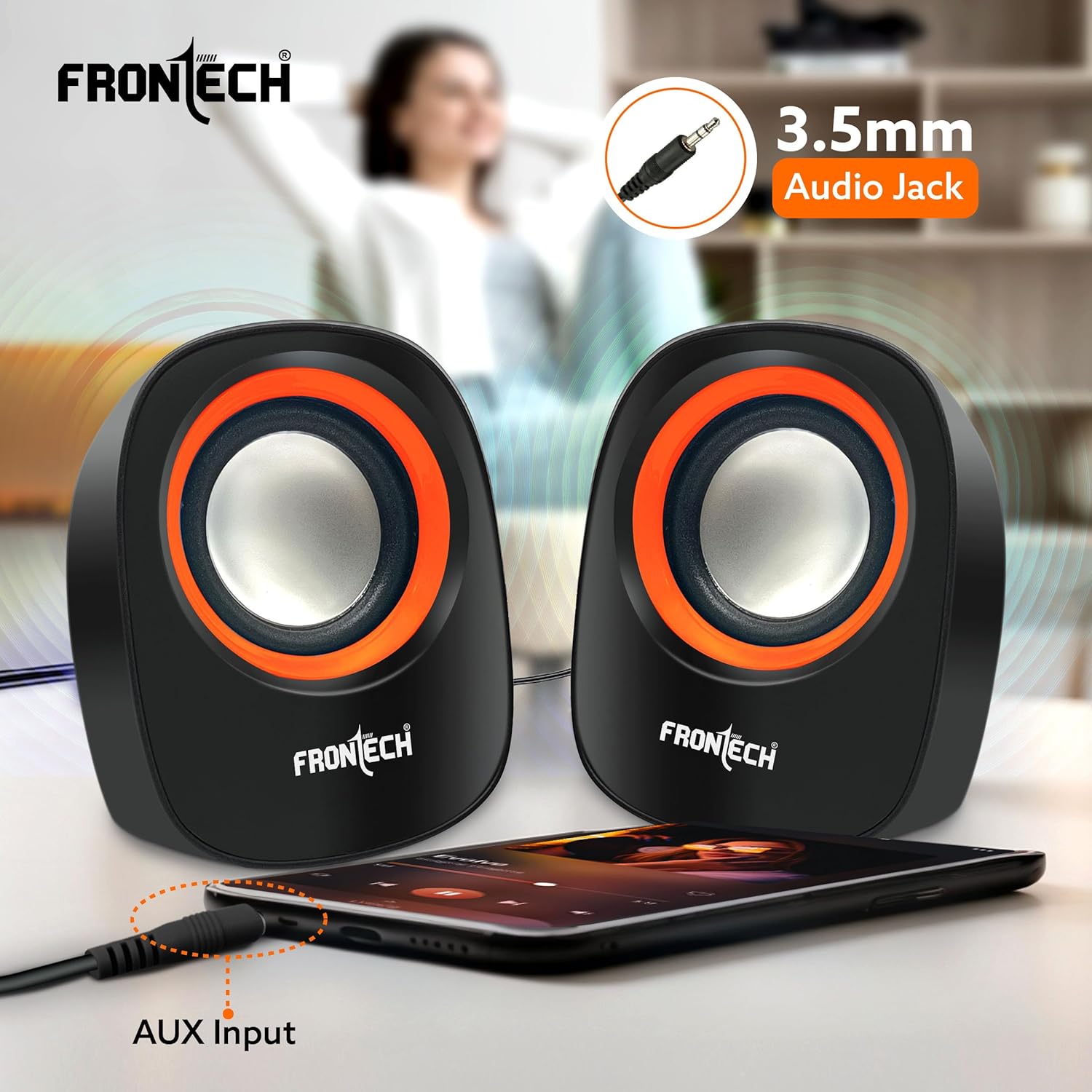FRONTECH Premium 2.0 Channel 3W USB Powered 3.5 mm Stereo In Laptop, Desktop Speaker ( spk-0003 ) - Image 3
