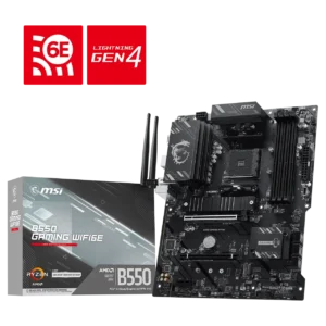 MSI B550 GAMING WIFI6E ATX Motherboard ( AMD Socket AM4 , Supports AMD Ryzen 5000 & 3000 Series Desktop Processors, 4x DDR4 RAM Slots, Max 128GB RAM )